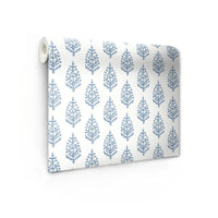 Paisley on Calico Wallpaper in Blue