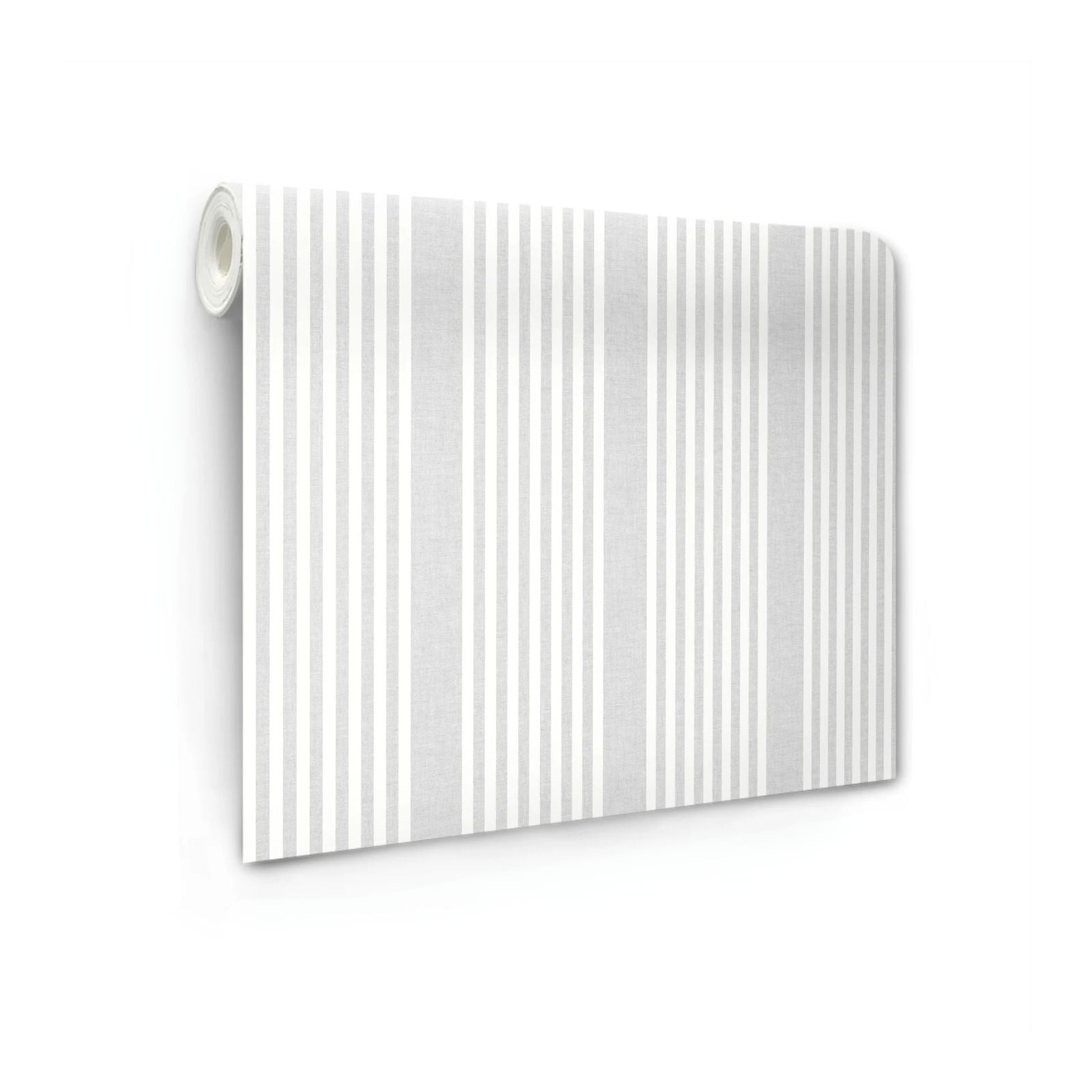 French Linen Stripe Wallpaper in Grey