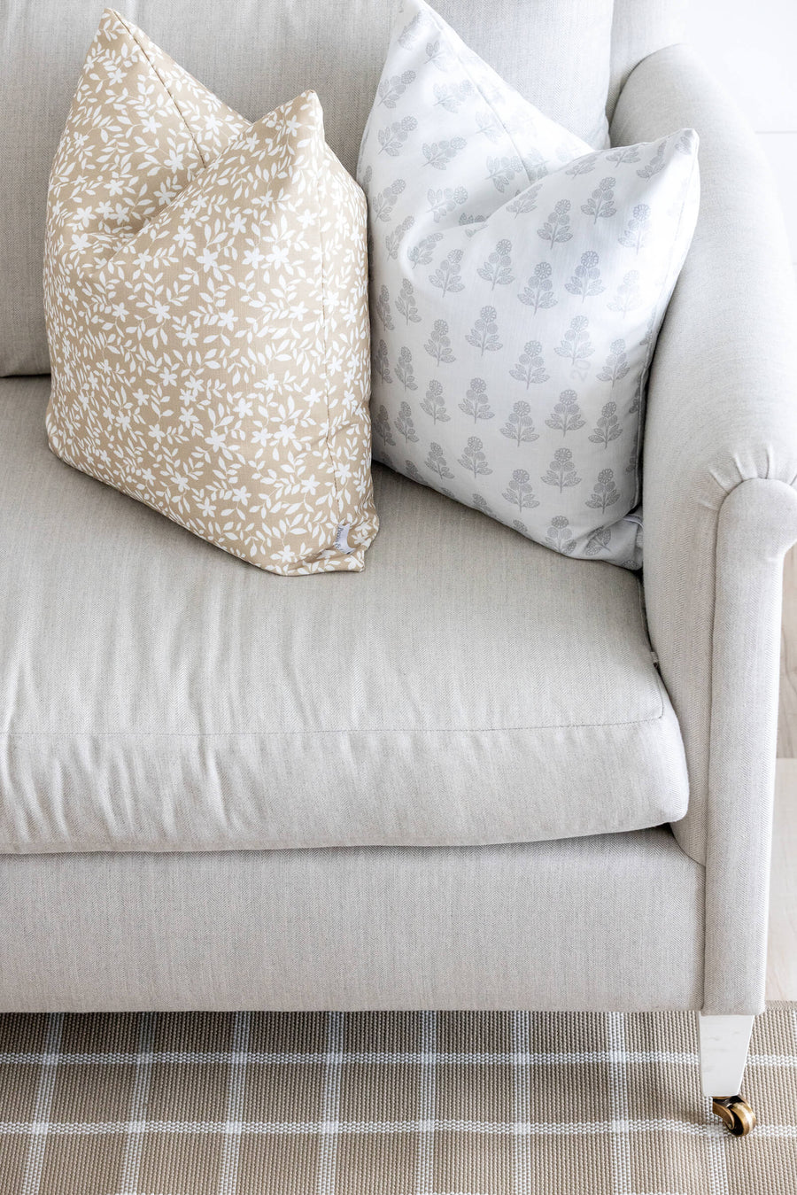 Stella Floral Pillow in Stone Grey