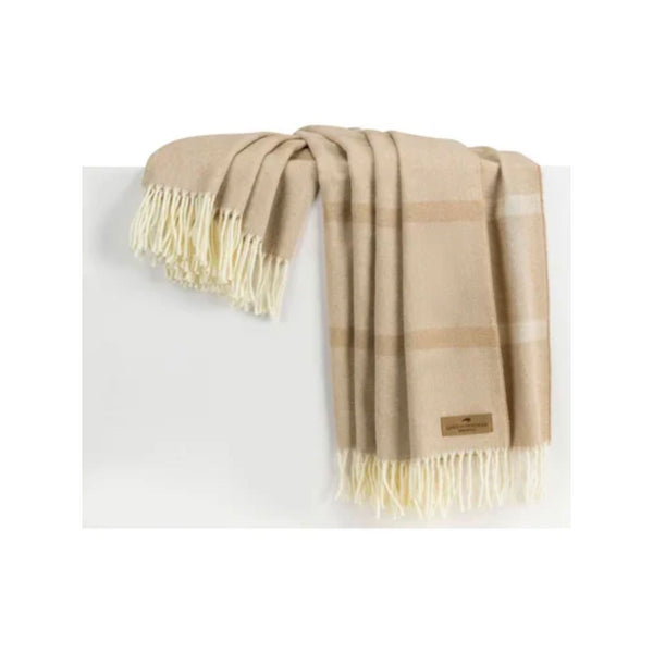 Beige Montauk Stripe Herringbone Throw