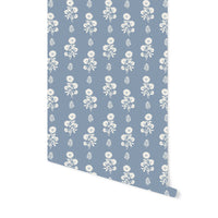 Chloe Floral Wallpaper in Dusty Blue