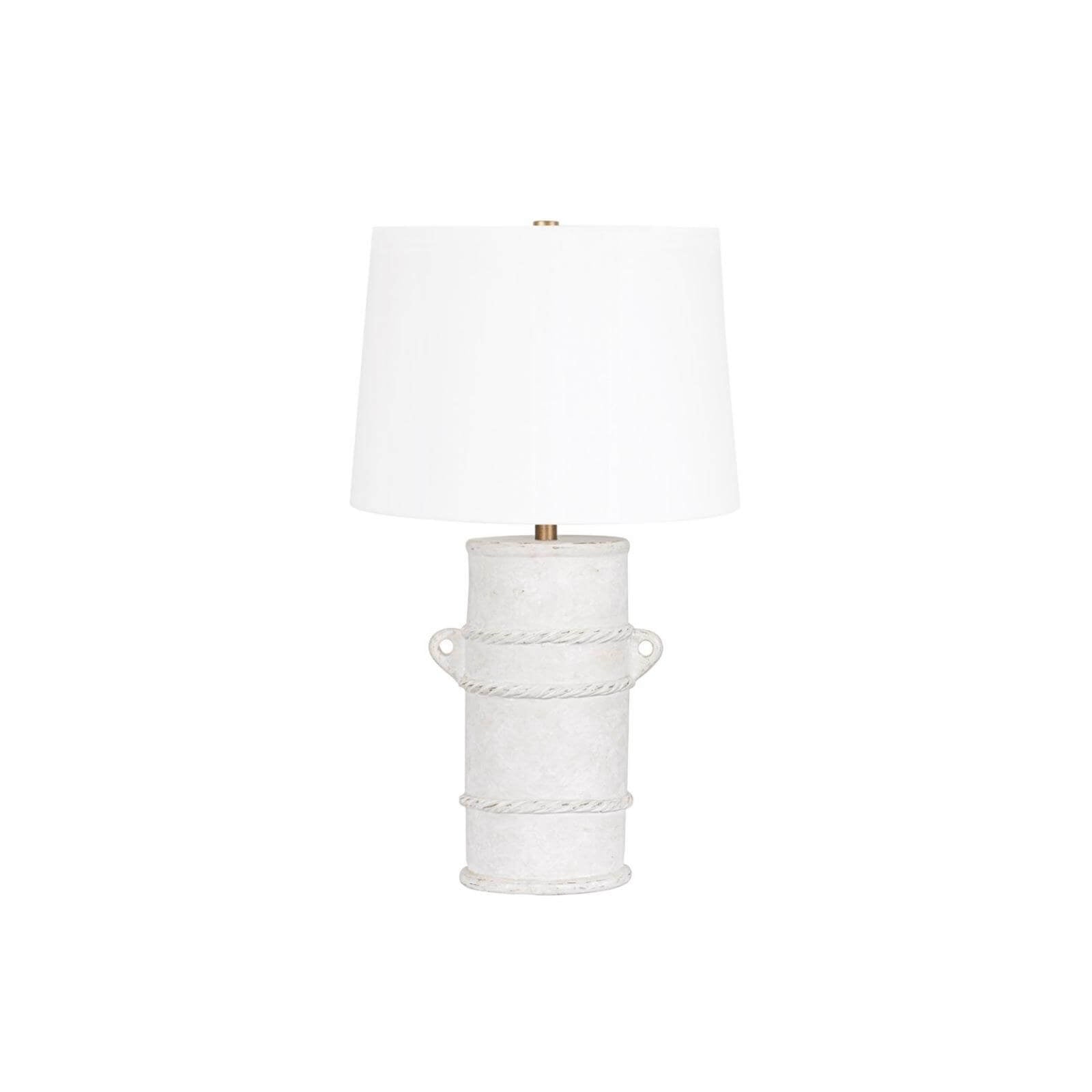 White terracotta table lamp with weathered finish