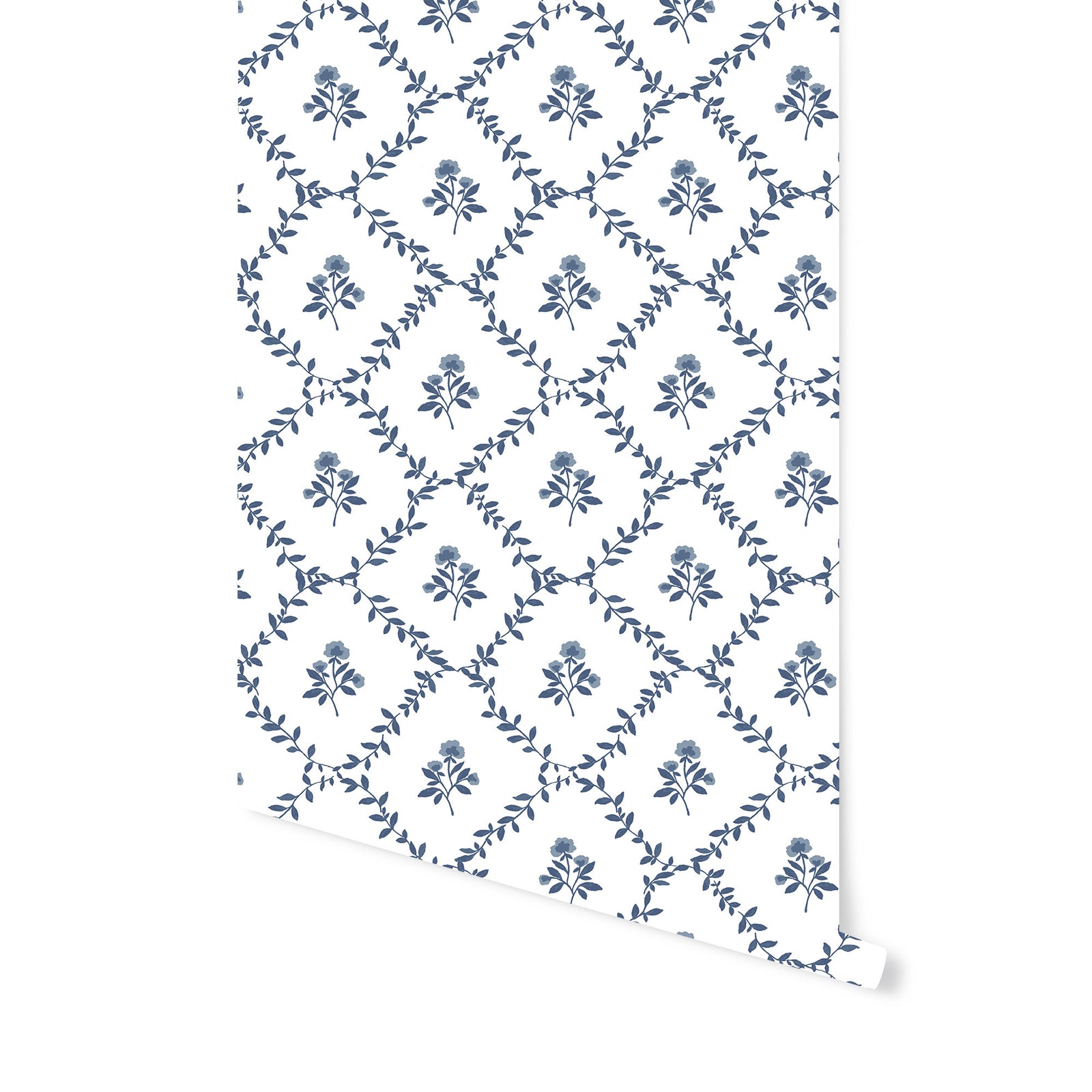 Garden Trellis Wallpaper in Blue