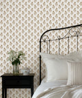 Julia Floral Wallpaper in Camel on White