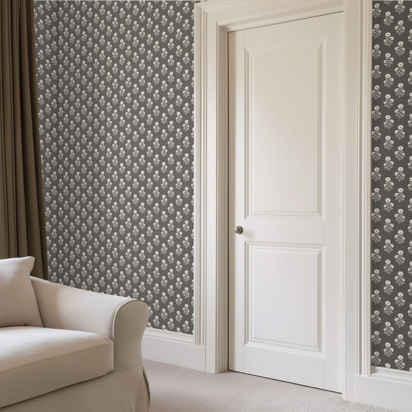 Julia Floral Wallpaper in Charcoal