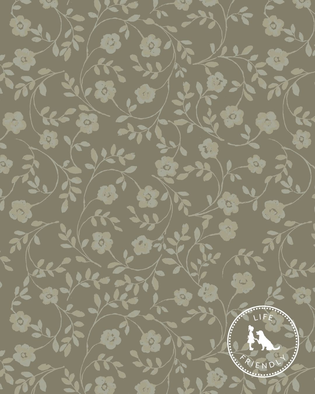 Market Floral Fabric in Olive