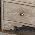 Solid oak storage chest with limewash finish with brass knob