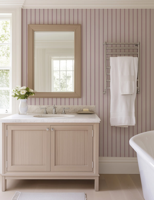 Oscar Stripe Wallpaper in Lilac