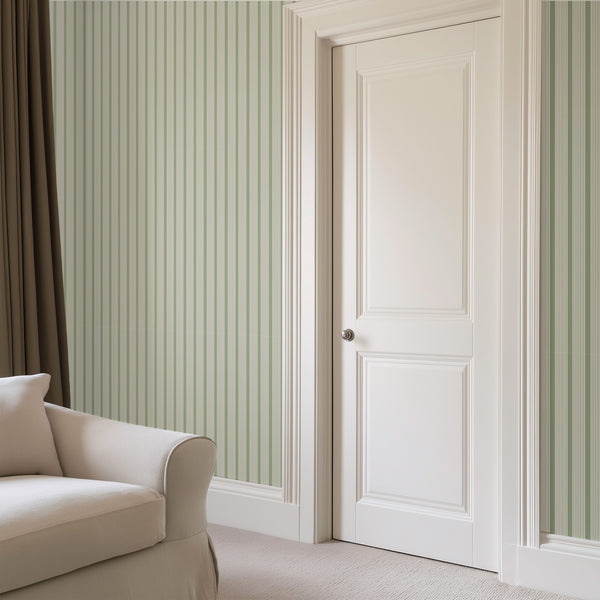 Oscar Stripe Wallpaper in Sage