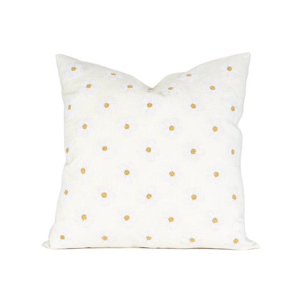 Daisy Embroidered Pillow