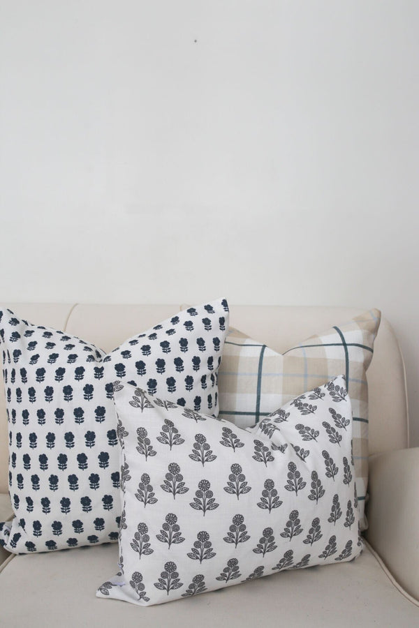 Lulu Floral Pillow in Navy
