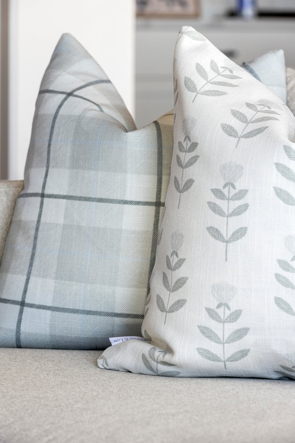 Camden Plaid Pillow in Grey