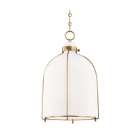 Large white and brass pendant light