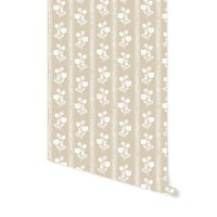 Hollyhock Floral Wallpaper in Natural