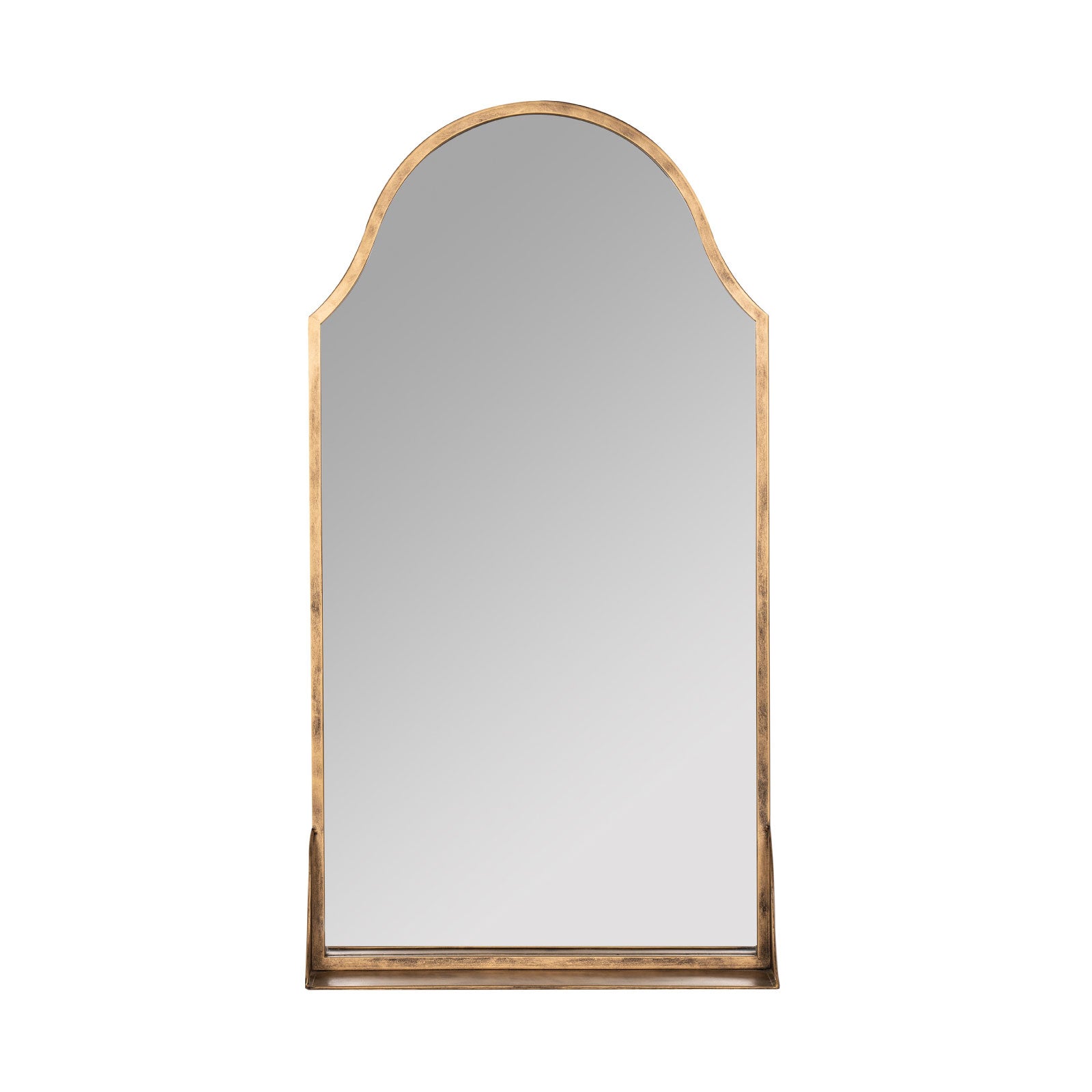 Antique Brass finished mirror with small shelf