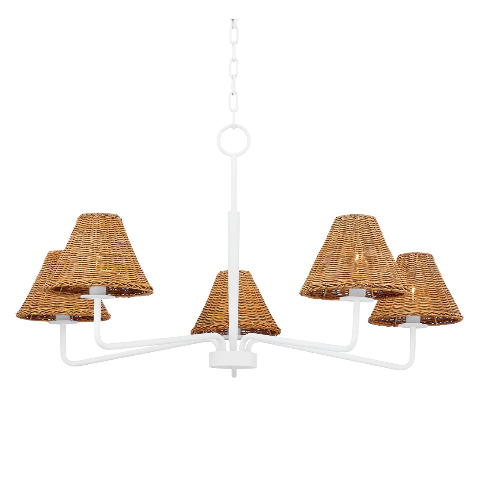 White and rattan chandelier