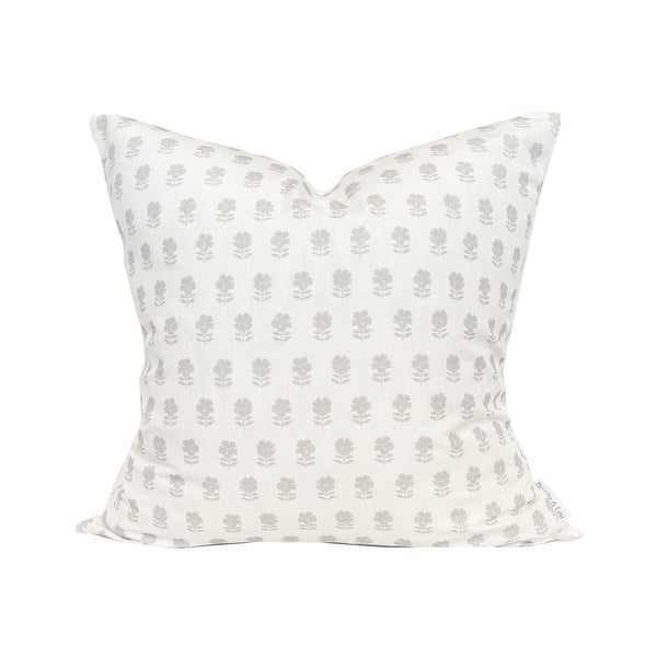 Lulu Floral Pillow in Stone Grey