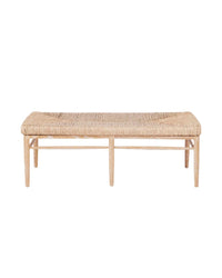 A rectangular coffee table with a woven pattern on the top, made of white oak veneer, with visible wood grain.