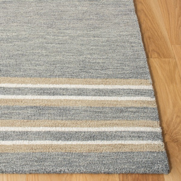 Owen Striped Rug in Grey and Natural