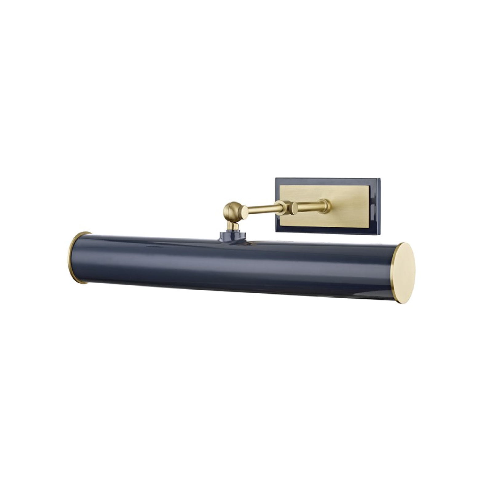 Navy blue plug-in picture light with gold accents