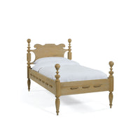 Twin sized solid oak bed frame in a limewash finish with rope detailing.