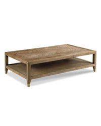 Rectangular coffee table with herringbone top.