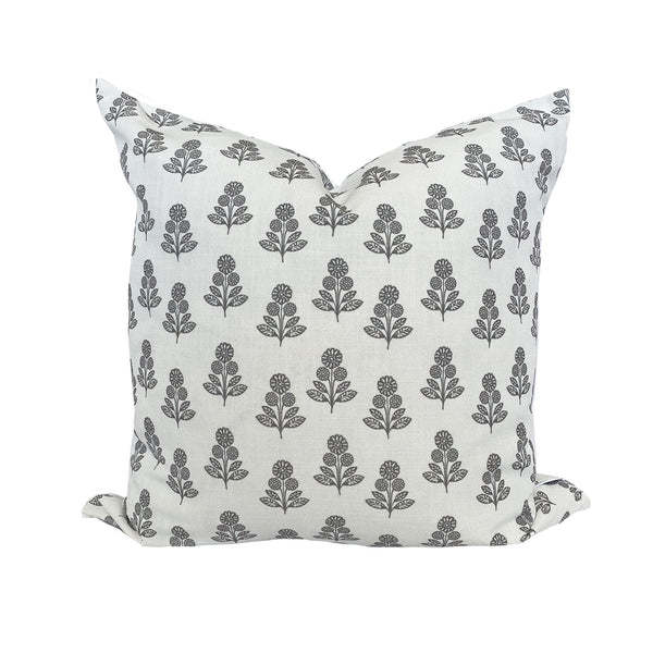 Stella Floral Pillow in Charcoal