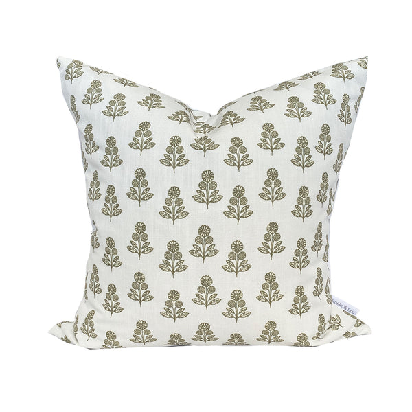 Stella Floral Pillow in Olive