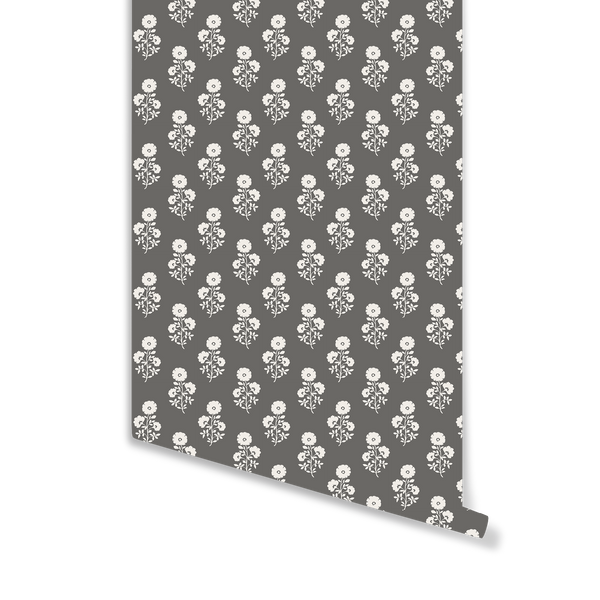 Julia Floral Wallpaper in Charcoal