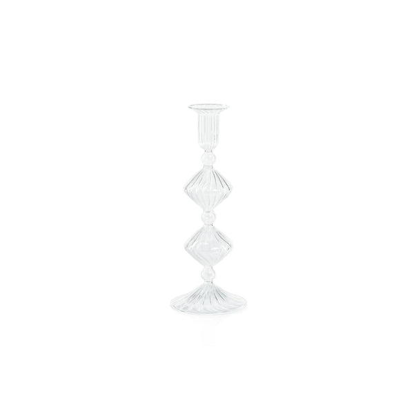 10 Inch Stacked Glass Candlestick