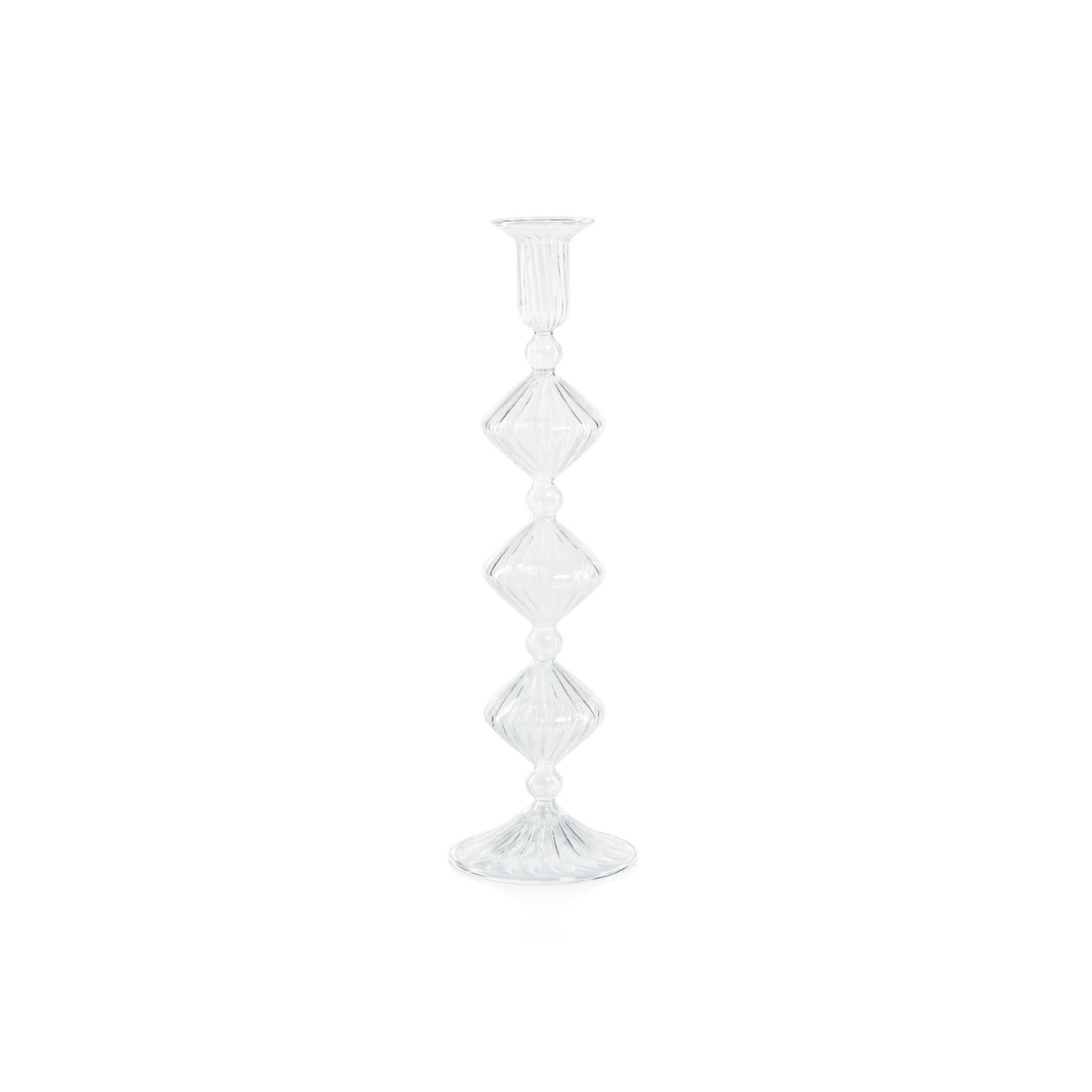 13 Inch Stacked Glass Candlestick