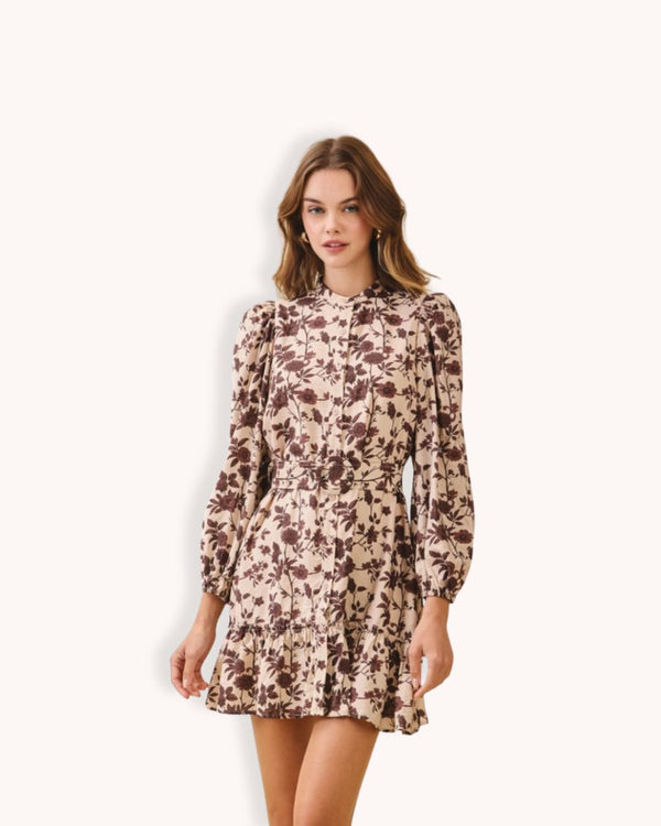Beige Floral Dress
