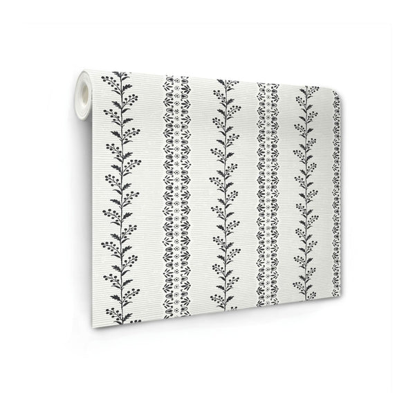 Magnolia Home Everleigh Wallpaper in White and Black