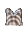 Ruffle Edge Pillow in Latte Gingham