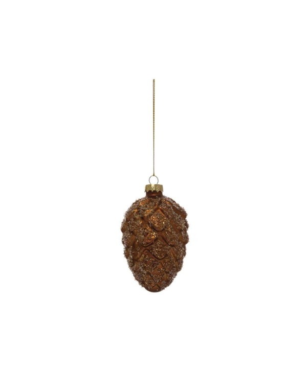 Glittered Pinecone Ornament- Dark Brown