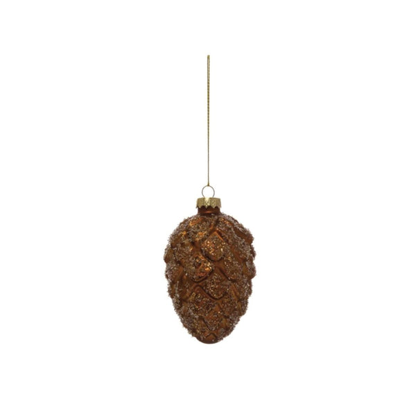 Glittered Pinecone Ornament- Dark Brown