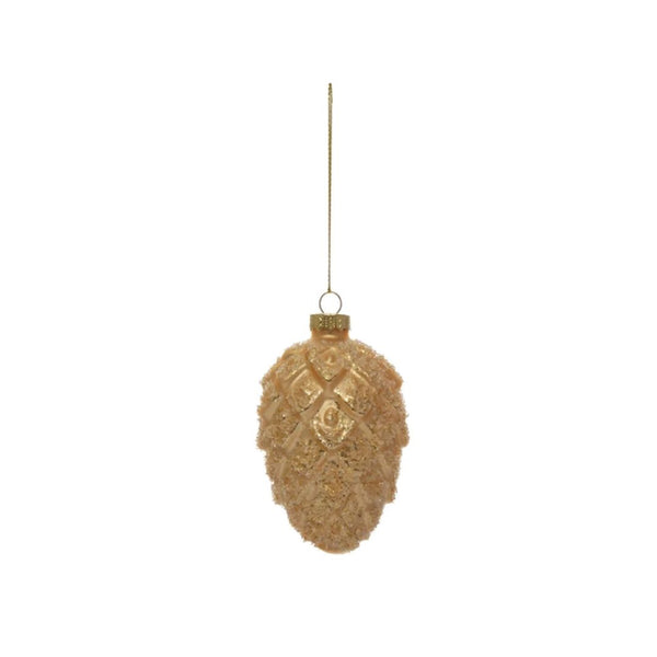 Glittered Pinecone Ornament- Light Brown