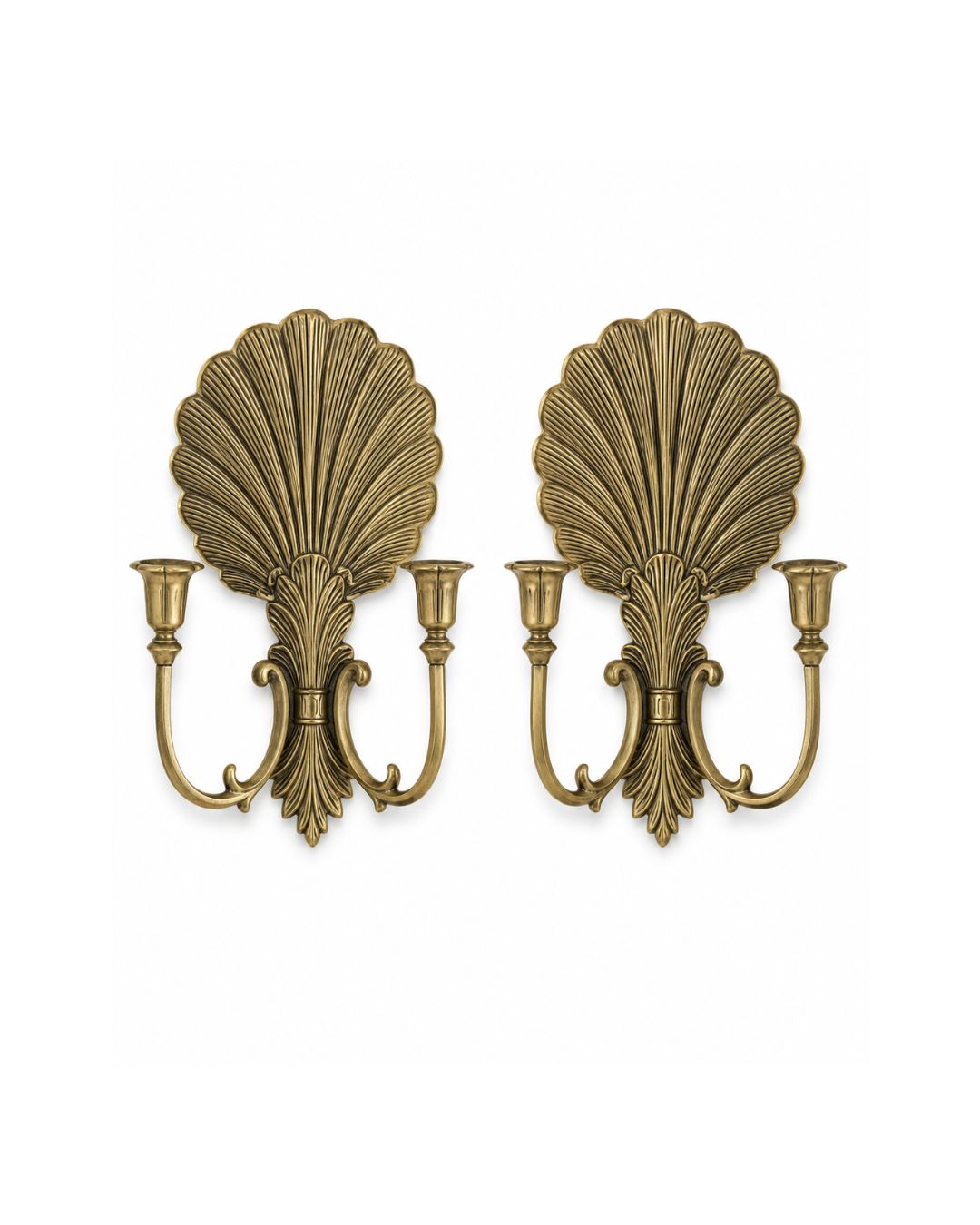 Vintage Scallop Shell Sconce Pair