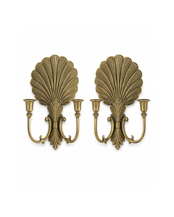 Vintage Scallop Shell Sconce Pair