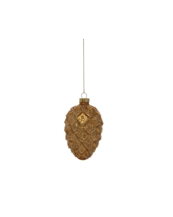 Glittered Pinecone Ornament - Medium Brown