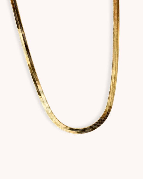 Herringbone Chain Necklace - Gold