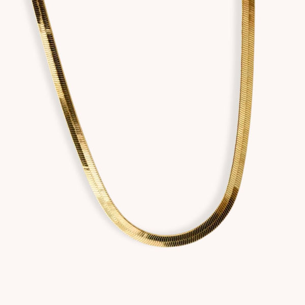 Herringbone Chain Necklace - Gold