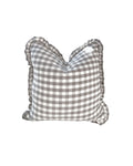 Ruffle Edge Pillow in Stone Gingham