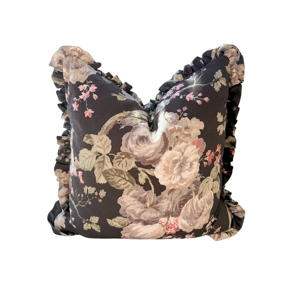 Ruffle Edge Pillow in Chocolate Francis Floral