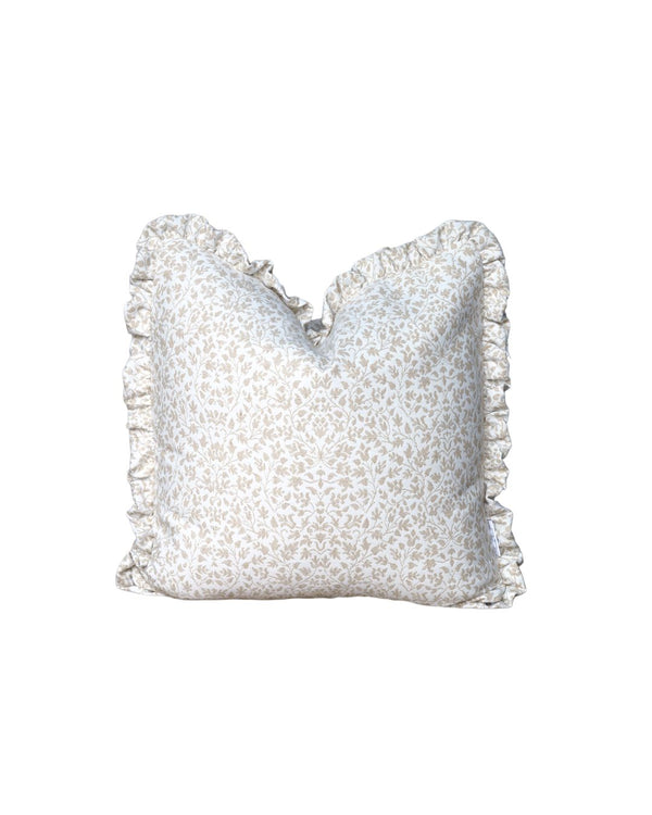 Ruffle Edge Pillow in Sand Greenwich Floral