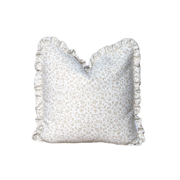 Ruffle Edge Pillow in Sand Greenwich Floral