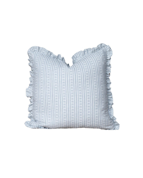Ruffle Edge Pillow in Lily Floral Stripe