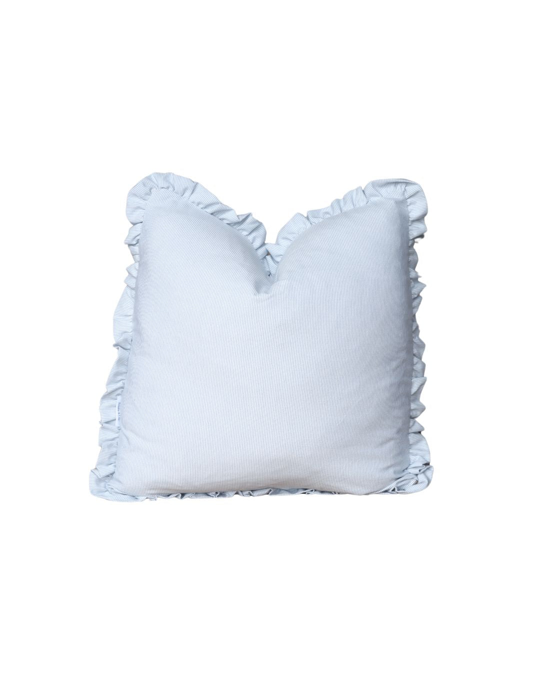 Ruffle Edge Pillow in Ticking Stripe Denim