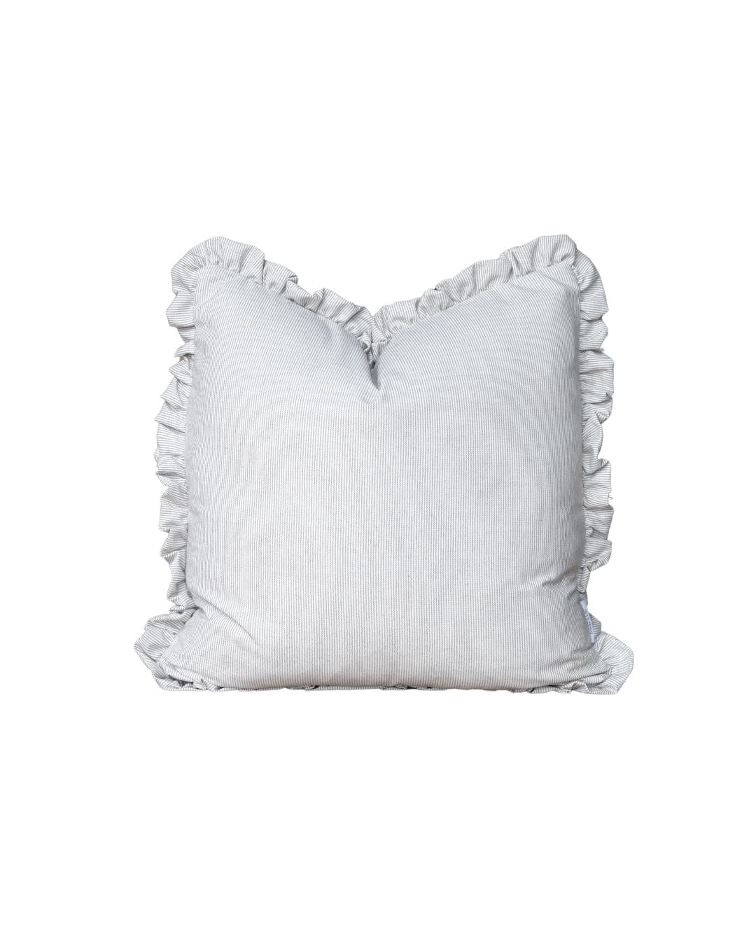 Ruffle Edge Pillow in Chocolate Port Pinstripe