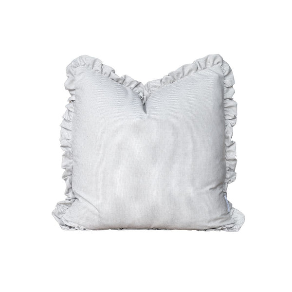 Ruffle Edge Pillow in Chocolate Port Pinstripe